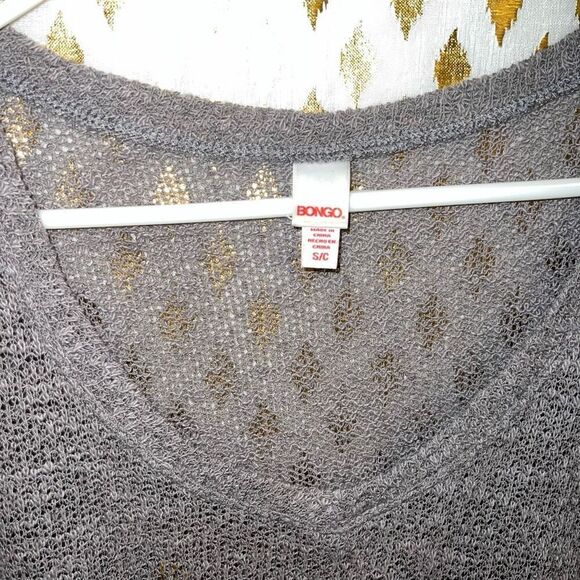 Bongo grey off the shoulder sweater y2k sheer size S - Picture 2 of 4